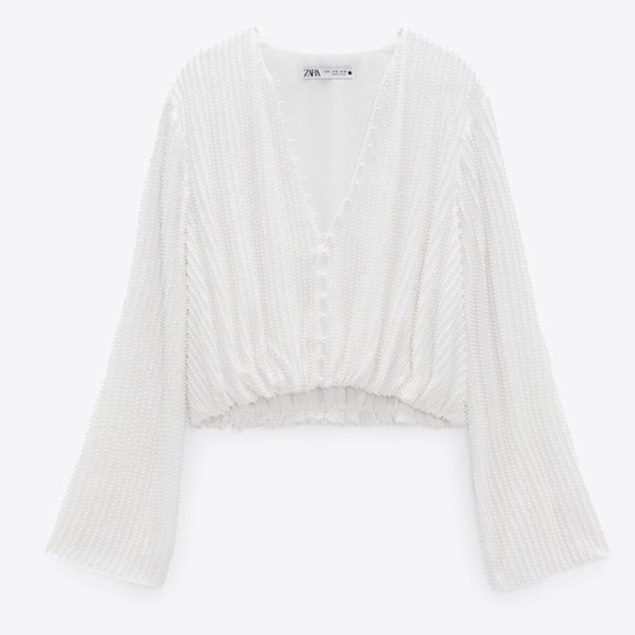 Zara Cream Textured Blouse - Picture 8 of 10